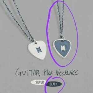 BTS Artist Made Collection Suga Min Yoongi Black Silver Guitar Pick Necklace
